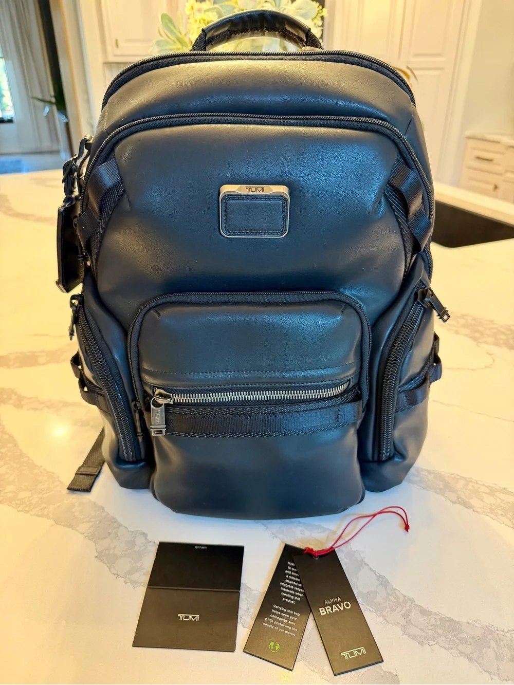 Tumi Alpha Bravo Black Leather Backpack